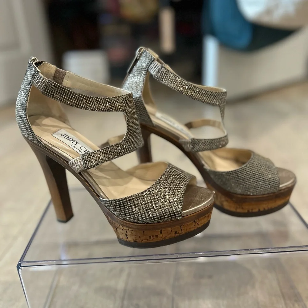 Jimmy Choo Heels, gold, platform - Picture 1 of 7